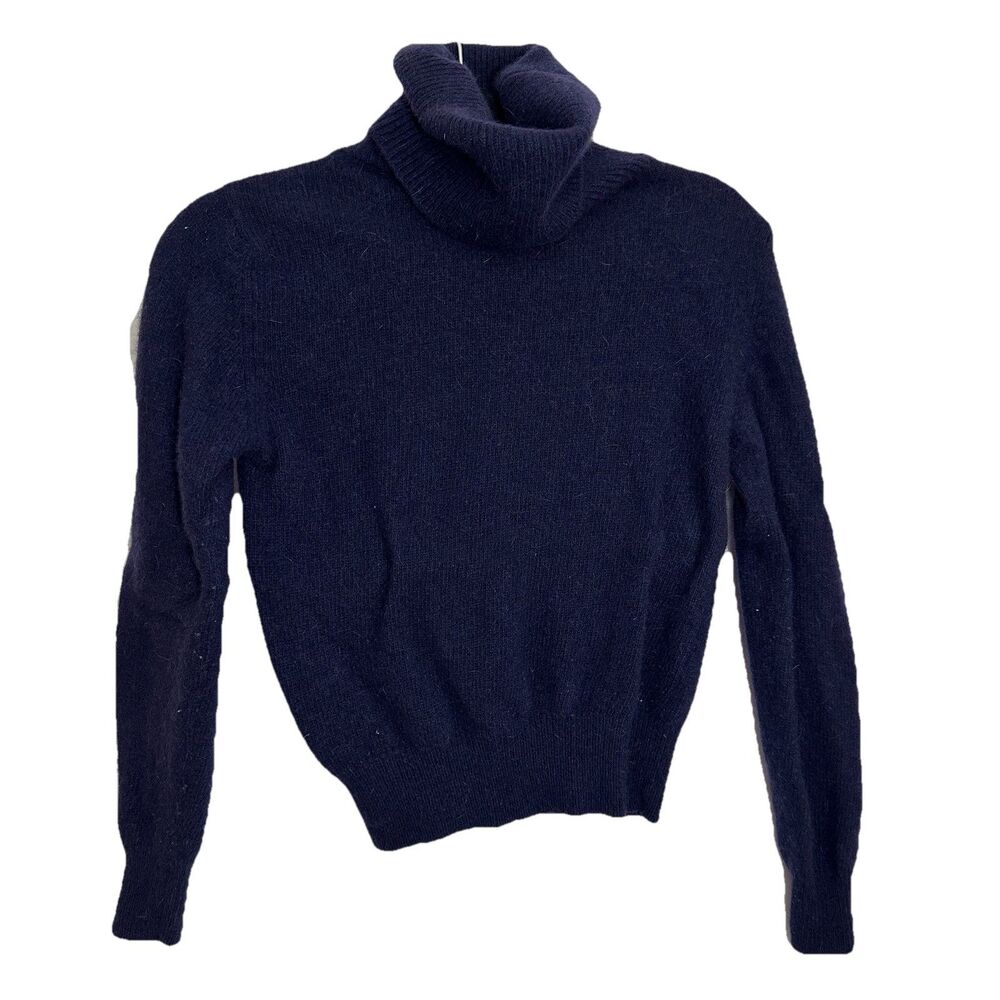 Robert Scott Sweater Women’s 36 Navy Lamb wool Turtleneck Long Sleeve blue navy